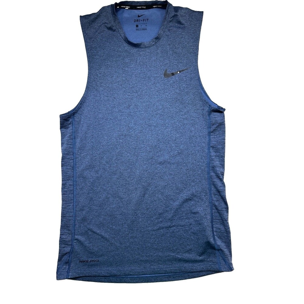 Nike Pro Dri-FIT Slim Fit Sleeveless Tank Top Gray Small Athletic Training
